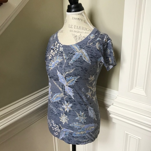 Charlotte Brody Signature T Tee Shirt Top Womens XS Blue Floral Short Sleeve - Picture 8 of 12